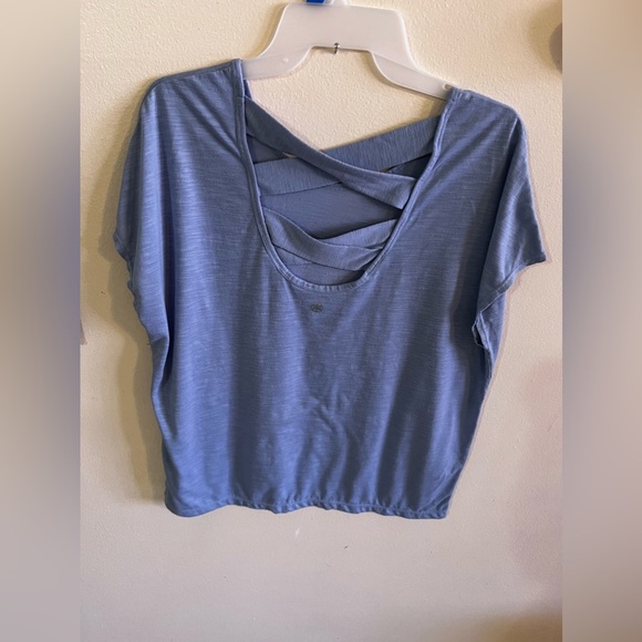 Gaiam Crossed Strap Tank Top blue/ gray Size M made in China cotton lightweight - Picture 5 of 12